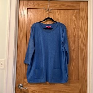 Lily Pulitzer blue sweater with 3/4 length sleeves